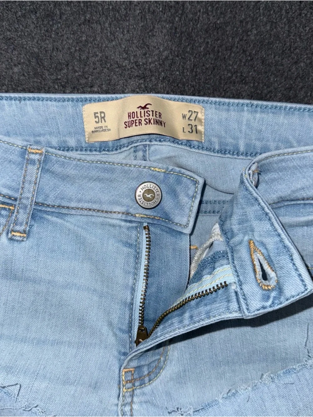 VTG Y2K Hollister Low Rise Micro Mini Jean Booty Shorts Light Wash 5 / 27 Grunge
